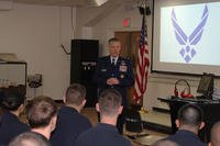 Maj. Gen. Vincent Mancuso, the mobilization assistant to the Air Force chief of staff, speaks to Air Force ROTC Detachment 330 cadets at the University of Maryland in College Park, Md., Feb. 18, 2016. (Photo: Zach Anderson)
