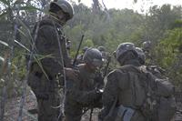 U.S. Marines assigned to Special Purpose Marine Air Ground Task Force-Crisis Response-Africa execute a communication plan during an alert force drill at Moron Air Base, Spain, Oct. 20, 2016. (Marine Corps/Sgt. Jessika Braden)