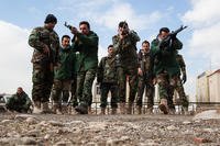 Kurdish peshmerga soldiers practice urban tactical movement at a training base near Irbil, Iraq, in January 2016. ISIS terrorists who attacked an Iraqi base on Sunday disguised themselves as peshmergas. (US Army photo/Jessica Hurst)