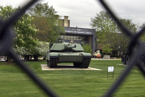 M1 Abrams tank is displayed outside the Tank-Army Automotive and Armaments Command (TACOM) in Warren, Mich.