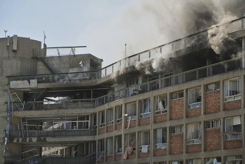 Smokes rises from the Soroka hospital after it was hit by a missile fired from Iran.