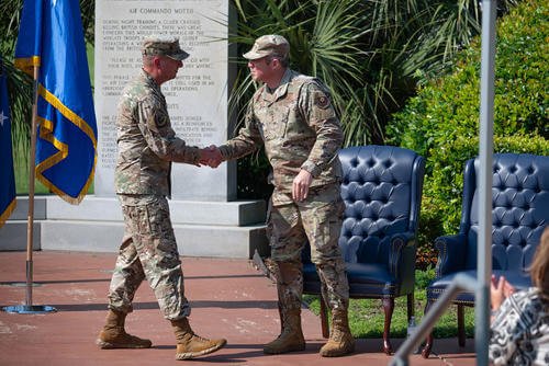 Air Force Chief Master Sgt. Courtney Freeman and Lt. Gen. Michael Conley