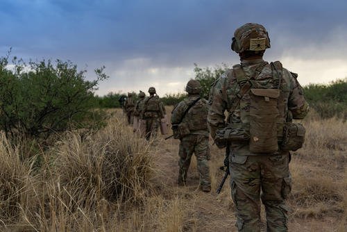 U.S. soldiers conduct a patrol near Bisbee, Ariz.