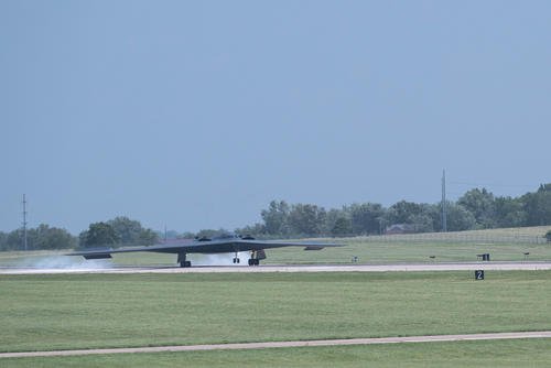 U.S. Air Force B-2 Spirit lands at Whiteman Air Force Base